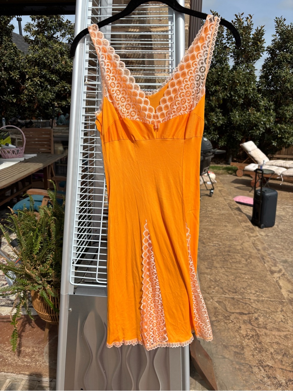 Orange Lace Trim Slip Dress - Picture 2 of 3